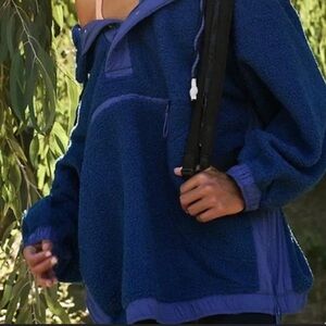 Free People Blue Fleece Pullover